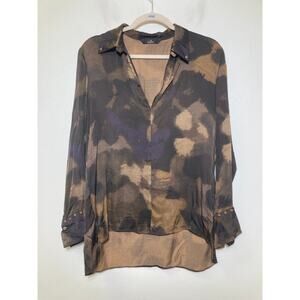 Mason's Brown water Color Long Sleeve V-Neck Tunic Sz 40